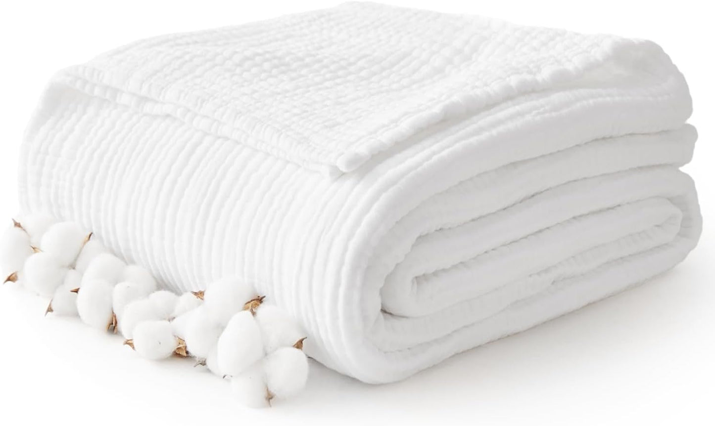 Kozyhvn 6-Layer Cotton Muslin Throw Blanket — 100% Cotton, Breathable Gauze, 127 × 178 cm, Lavender