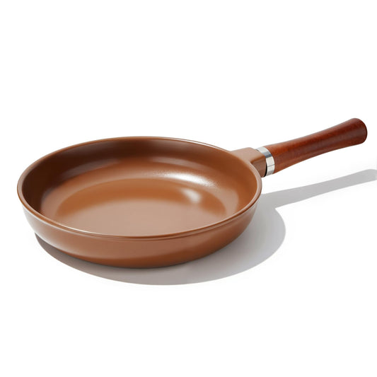 FOTRIC Pure Ceramic Frying Pan - Nonstick 25cm Ceramic Skillet - Brown