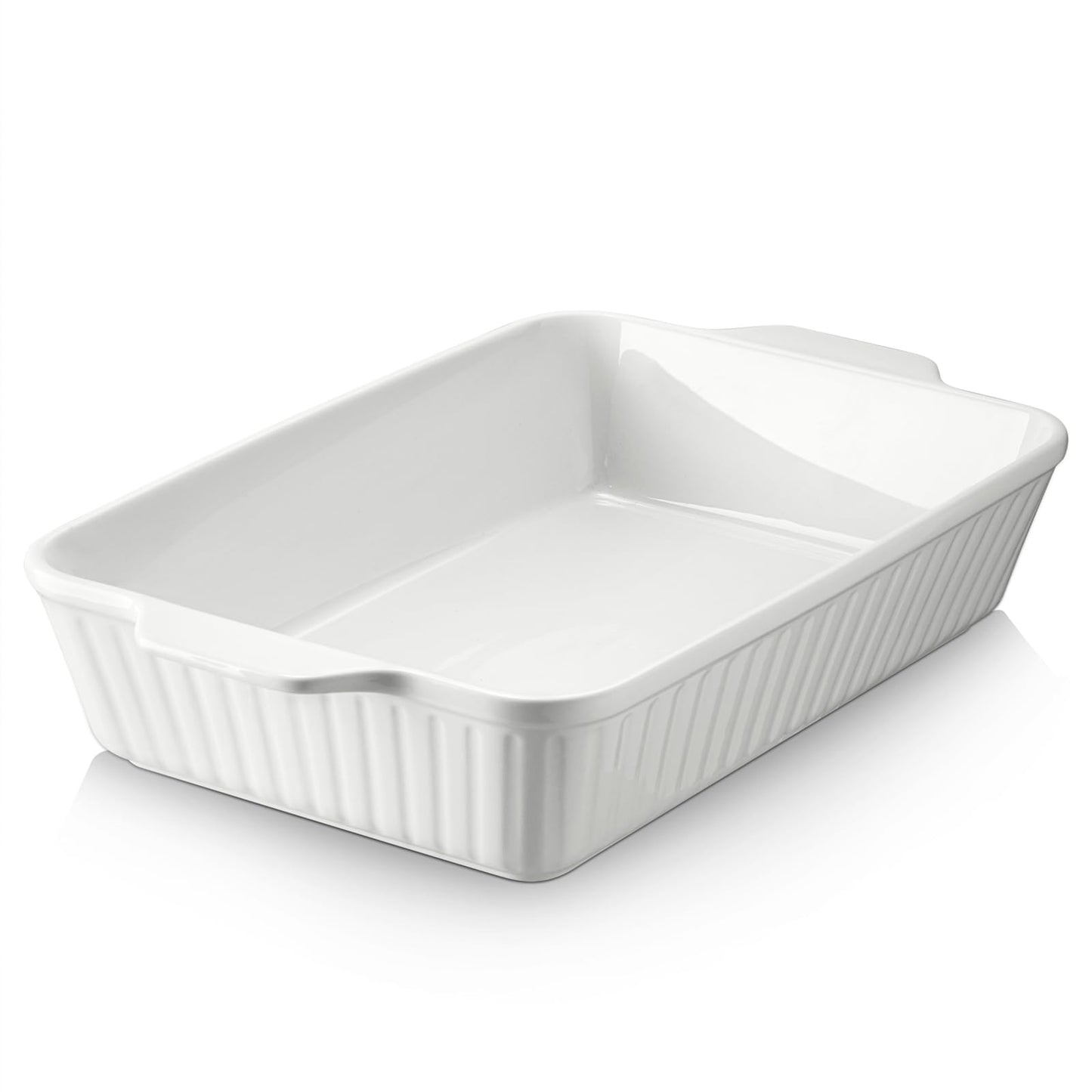 DOWAN Deep Casserole Baking Dish - 23cm × 33cm - 4L Ceramic Pan with Handles