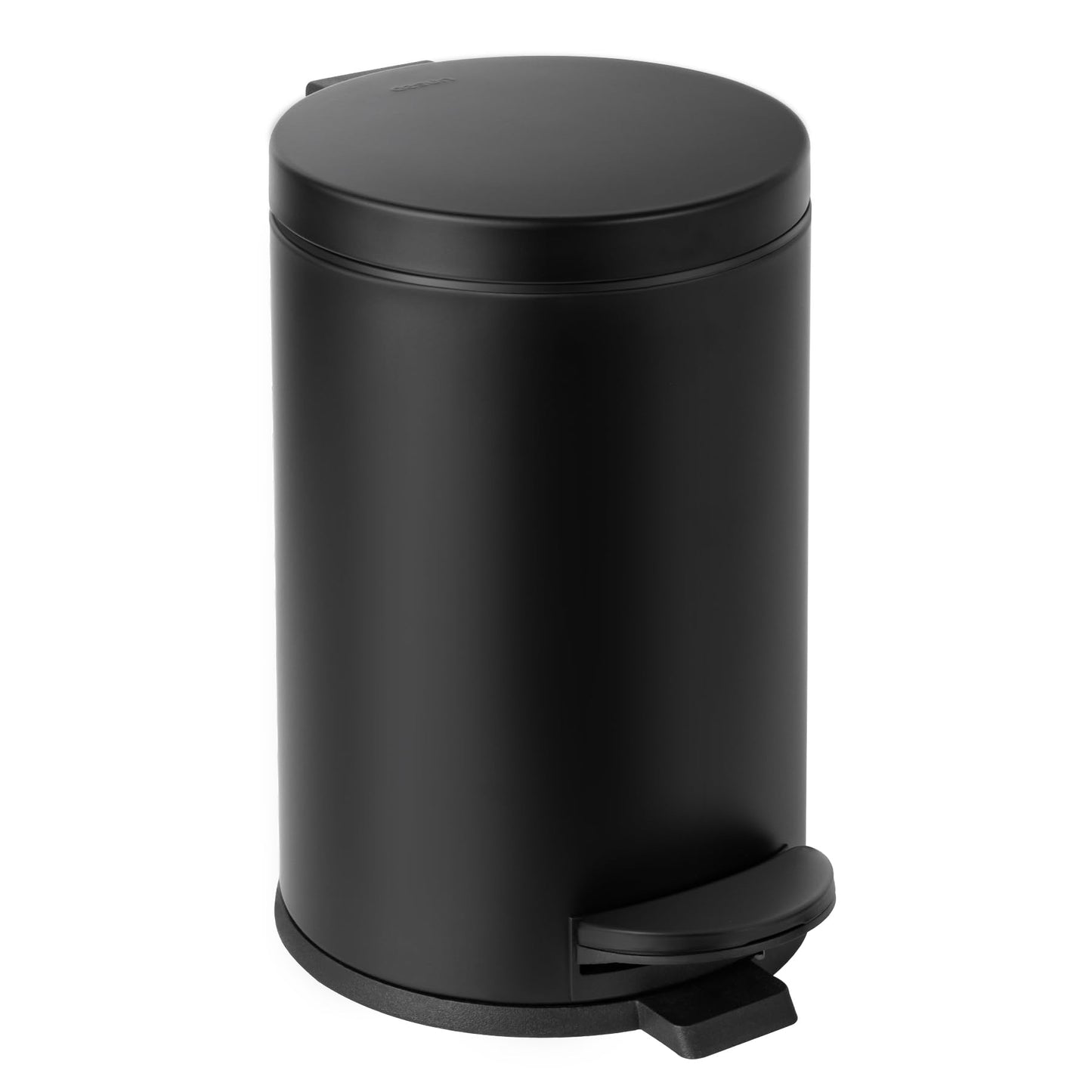 Cesun Small Bin with Lid and Foot Pedal - Matte Black - 4.5 Litre - Round Wastebasket for Bathroom and Office
