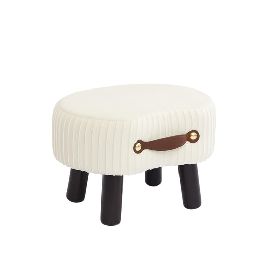 Leesingdo Velvet Footstool with Handle - White