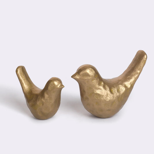 SUJUN Elegant Cast Iron Bird Statue - Vintage Brass Coating - Gold Bird Figurine - 8cm