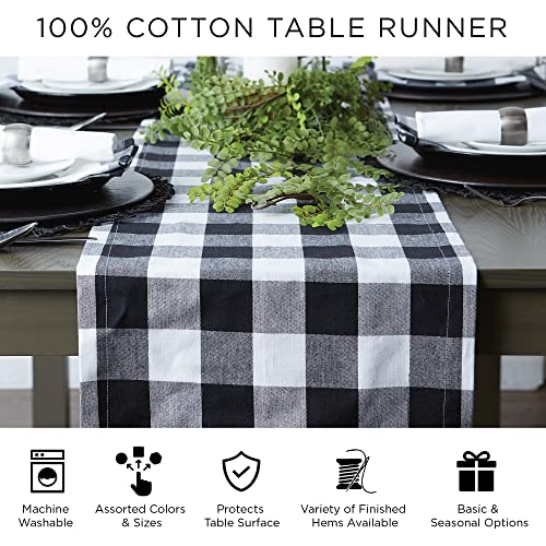 DII Bordered Dobby Woven Table Runner, 15 x 72, Black, 1 Piece