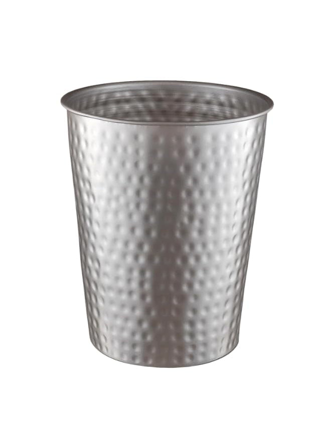 Hand-Hammered Metal Bathroom Bin - Brushed Gold