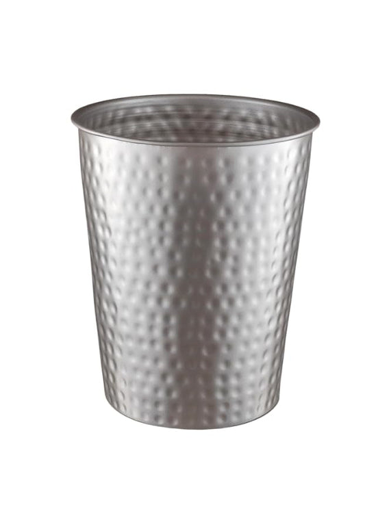 Hand-Hammered Metal Bathroom Bin - Brushed Gold