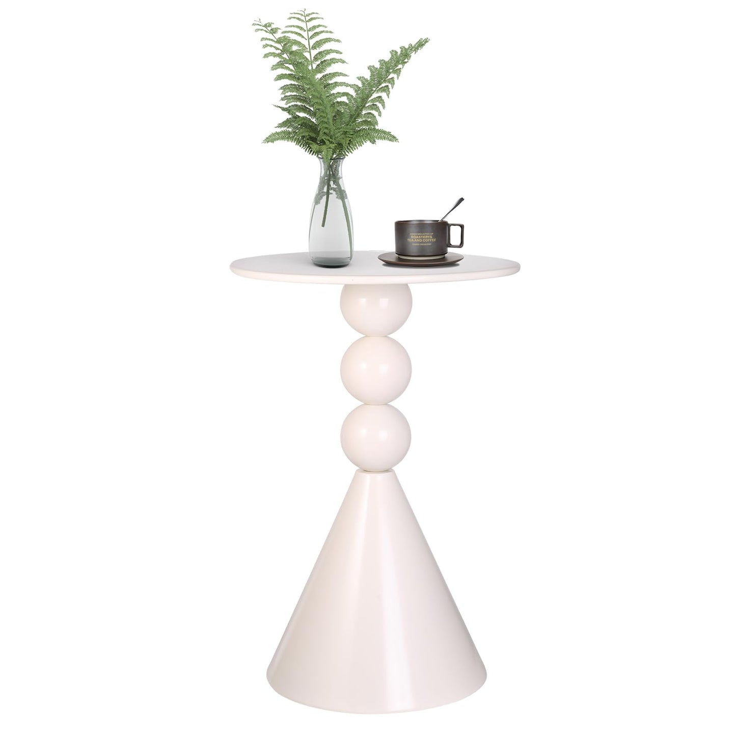 OIKASSU Metal Round Martini Table - 40cm - Vintage Drum Side End Table - Modern Nightstand - White