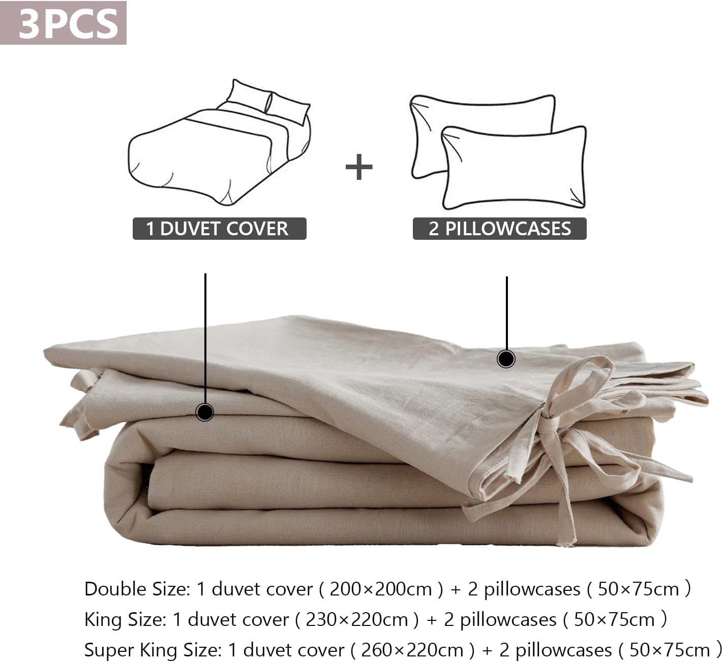 Simple&Opulence Linen Duvet Cover Double,Natural Linen Cotton Duvet Cover with Pillowcase,Duble Size Bedding Set,Soft Warm Breathable Bed Quilt Cover with Button Closure,200x200cm,Navy Blue