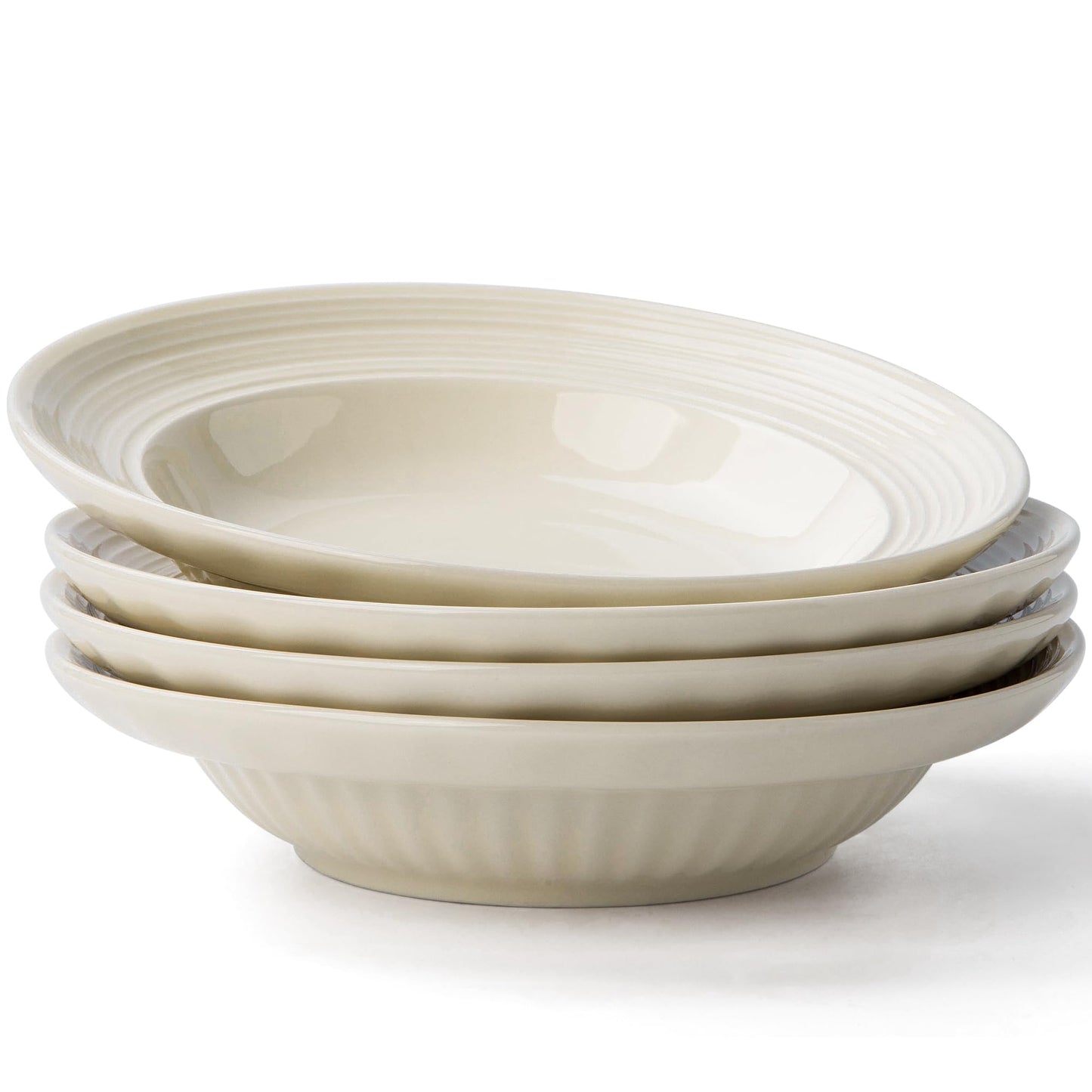 OniAnt Pasta Bowls Set of 4 - Ceramic 20cm Salad Bowl - 530ml - Beige