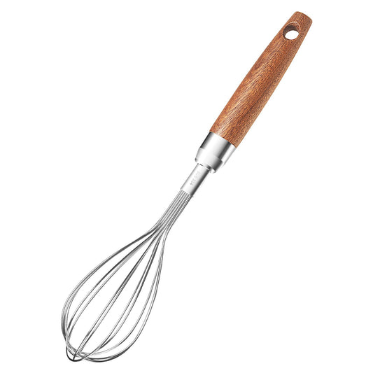 FDEYIQ Stainless Steel Wire Whisk - Wooden Handle - 23cm