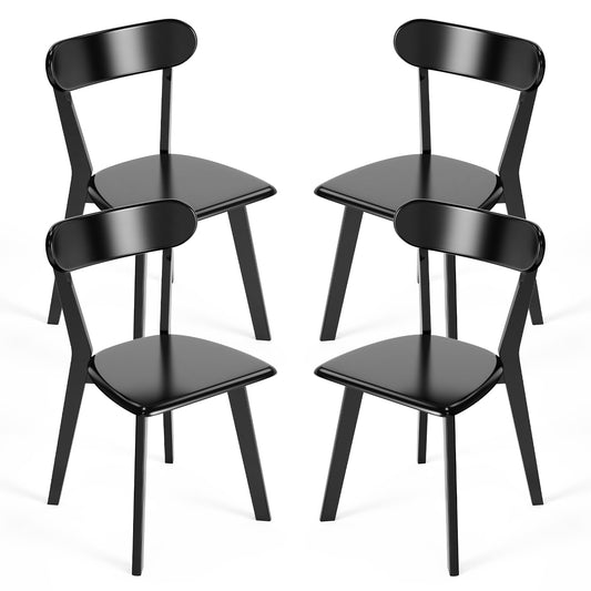 DELAVIN Oak Wood Dining Chairs Set of 4 - Black