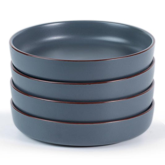 famiware Mercury Pasta Bowls Set of 4 - 975ml Large Salad Bowls - Ceramic - Charcoal