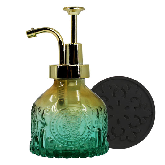 Birugen Vintage Glass Soap Dispenser with Pump — Farmhouse Bathroom & Kitchen, Green
