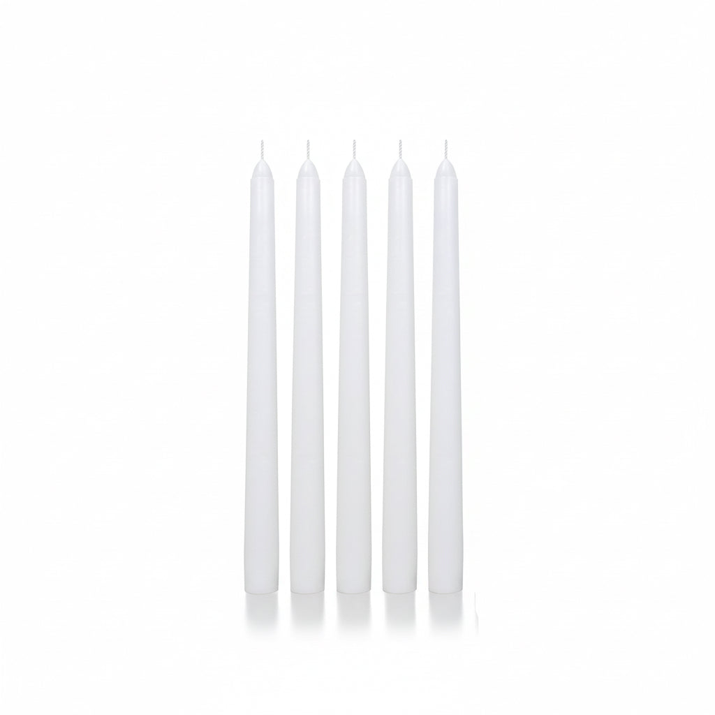 White candles with a black box packaging on a white background