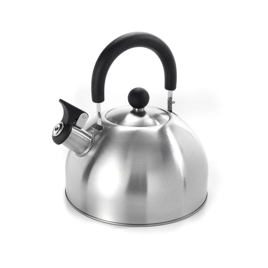 Dominion 2L Stainless Steel Whistling Tea Kettle - Ergonomic Handle - Brushed Satin