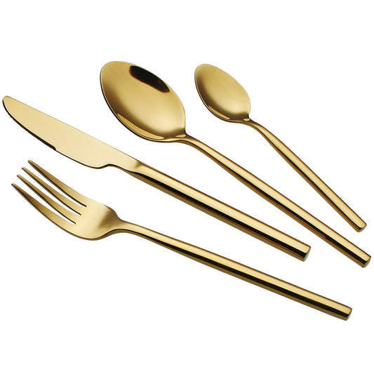 CHAAMFORGE 24 Piece Silverware Set for 6 - 18/10 Stainless Steel - Gold