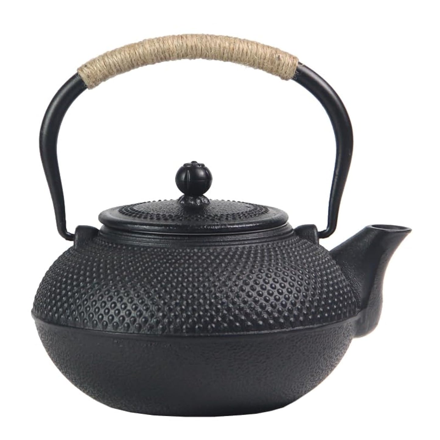 Big Cast Iron Teapot - Japanese Tetsubin Tea Kettle with Tea Strainer - 1500ml - Black Hobnail Pattern