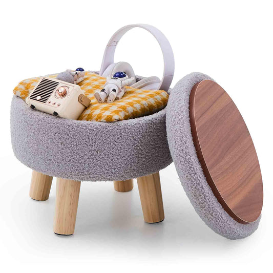 Wimarsbon Round Storage Ottoman - Teddy Velvet