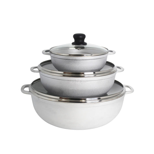 IMUSA Caldero Stock Pot with Glass Lid 3 Piece Set - 1.4L/3.3L/6.6L