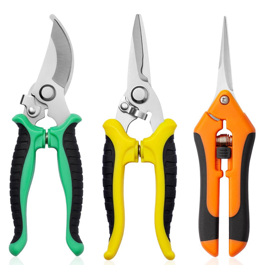 Garden Pruning Shears 3 Pack - Gardening Shears - Stainless Steel Plant Flower Scissors Clippers