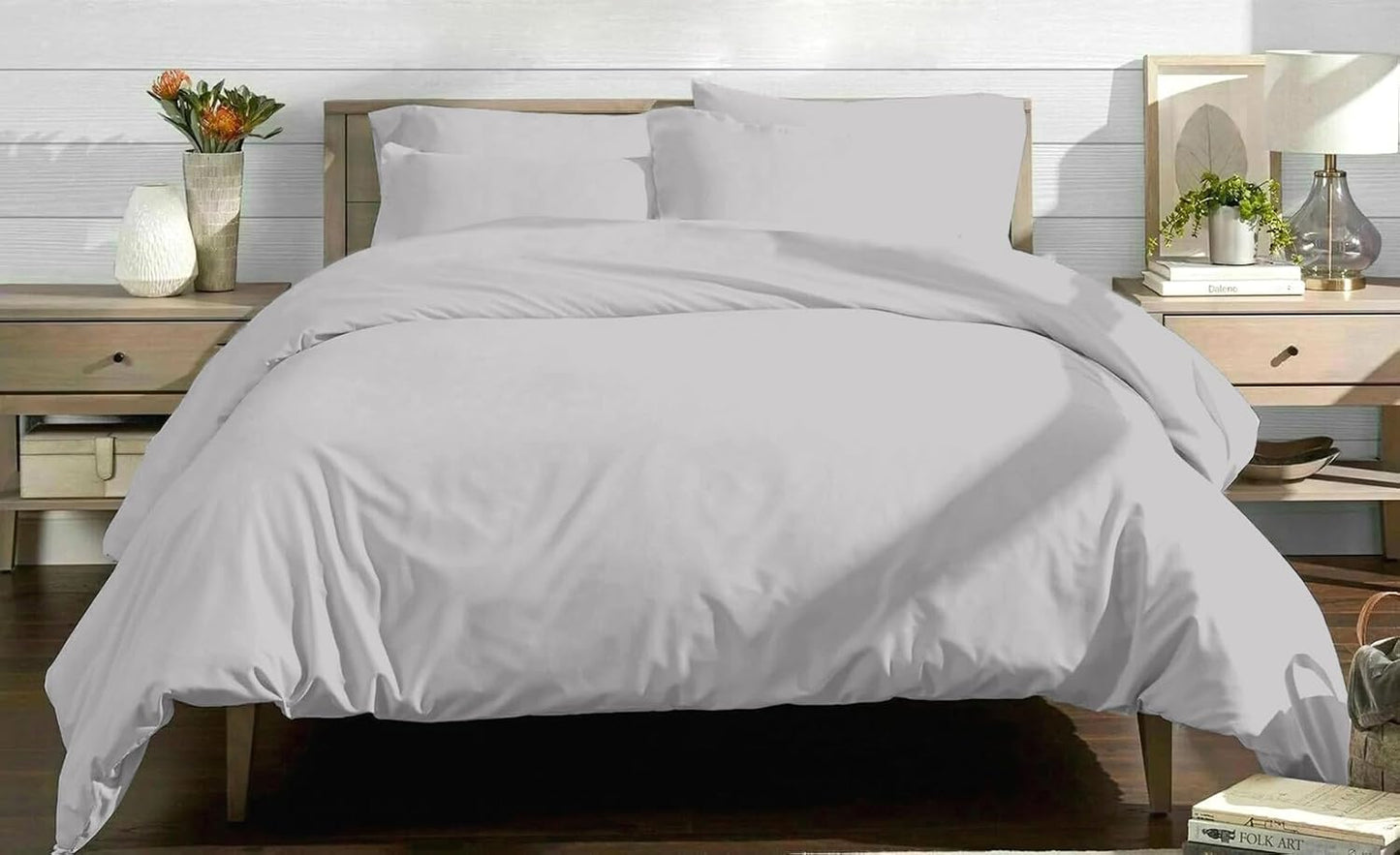 100% Bamboo Super Silky Soft Luxury 4 Piece Duvet Bed Set - Complete Bedding Set Includes Duvet Cover 2 Pillowcases and Deep Fitted Sheet by Euphoric Bedding ® (White, King Size)
