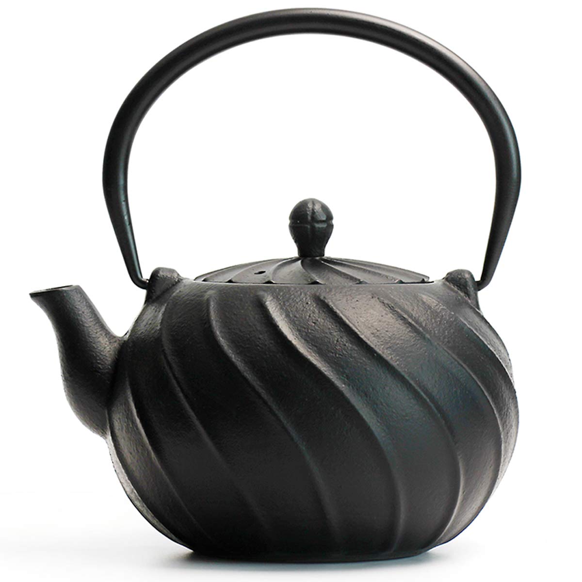 TOPTIER Japanese Cast Iron Teapot with Infuser - Stovetop Safe - Wave Design - 900ml