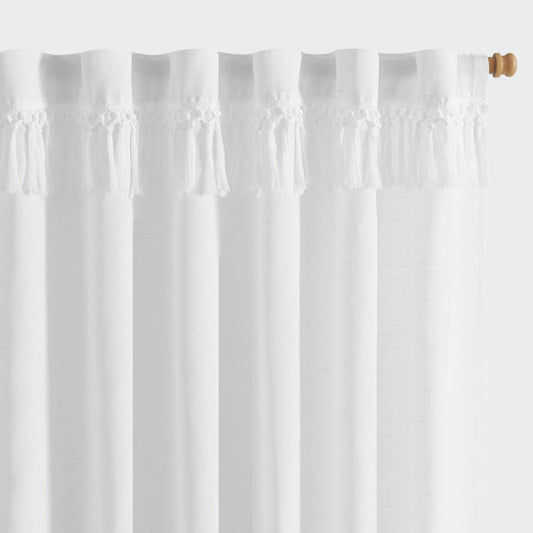 jinchan Linen Curtains for Living Room Bedroom - Light Filtering Semi Sheer - 213cm Length - 2 Panels