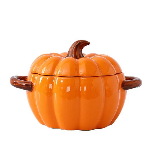 JUSTUP Dutch Oven Pot with Lid - Pumpkin Pottery Dessert Saucepan