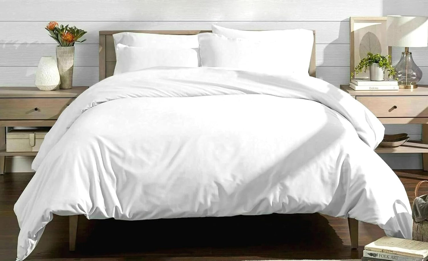 100% Bamboo Super Silky Soft Luxury 4 Piece Duvet Bed Set - Complete Bedding Set Includes Duvet Cover 2 Pillowcases and Deep Fitted Sheet by Euphoric Bedding ® (White, King Size)