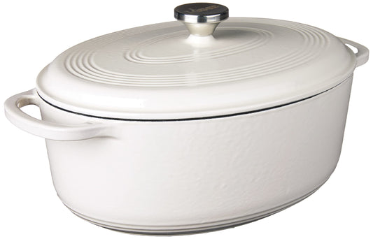 Lodge 6.6L Enameled Cast Iron Oval Dutch Oven with Lid - Dual Handles