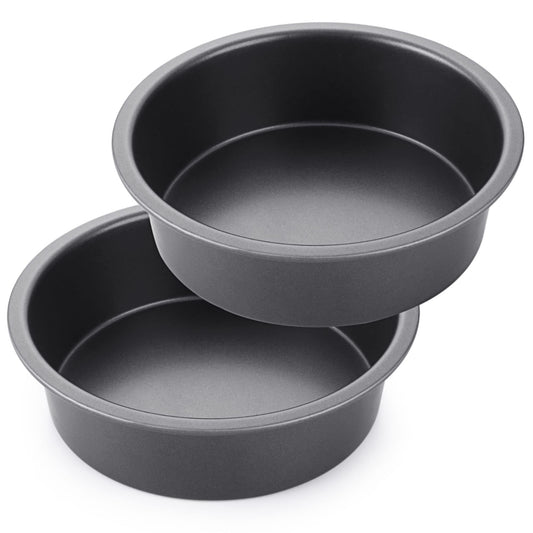 HONGBAKE Round Cake Pan Set for Baking - 20cm - 2 Pieces - Grey