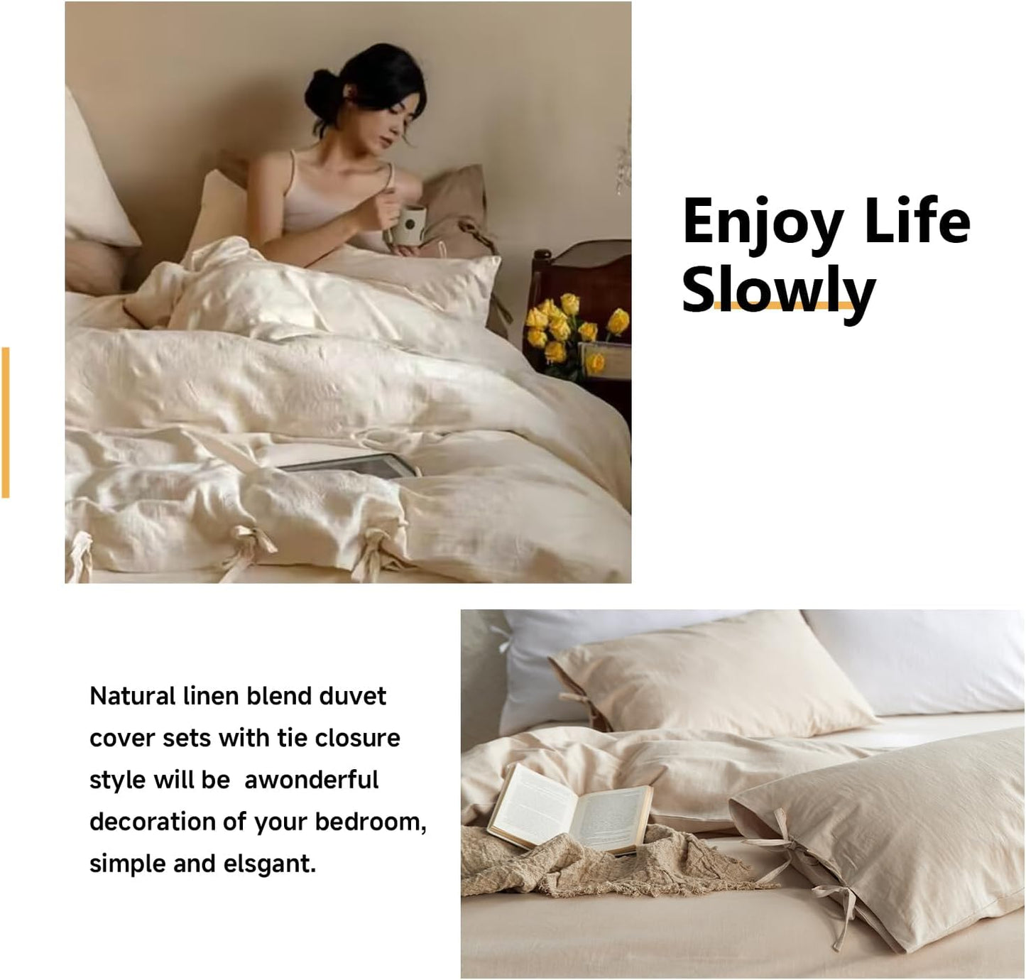Simple&Opulence Linen Duvet Cover Double,Natural Linen Cotton Duvet Cover with Pillowcase,Duble Size Bedding Set,Soft Warm Breathable Bed Quilt Cover with Button Closure,200x200cm,Navy Blue