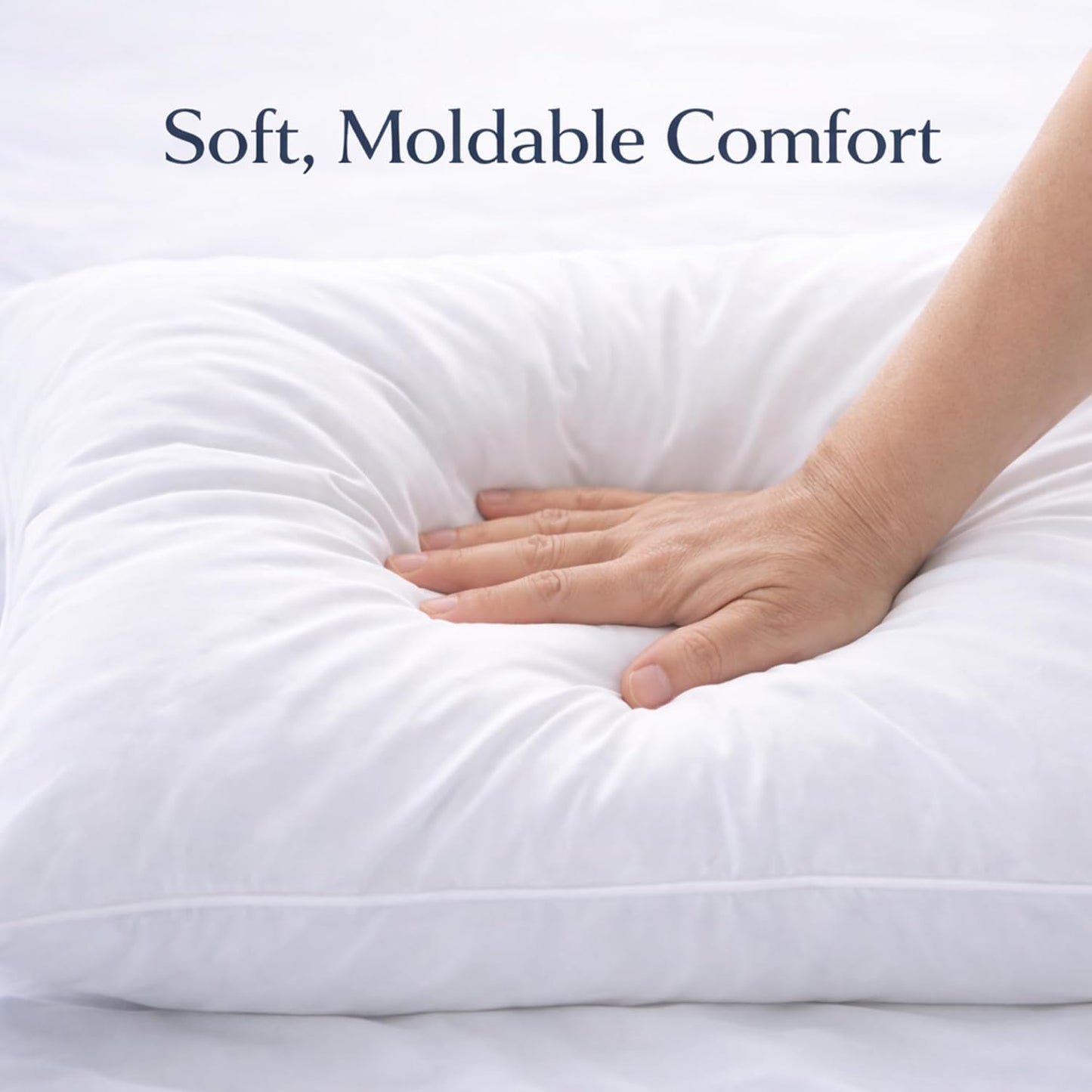 East Coast Bedding Goose Down Sleeping Pillow White 600 Fill Power with 400 Thread Count 100% Cotton for Couch, Side Sleeper, Travel & Bed Pillows - Queen Size Firm - Single Pack