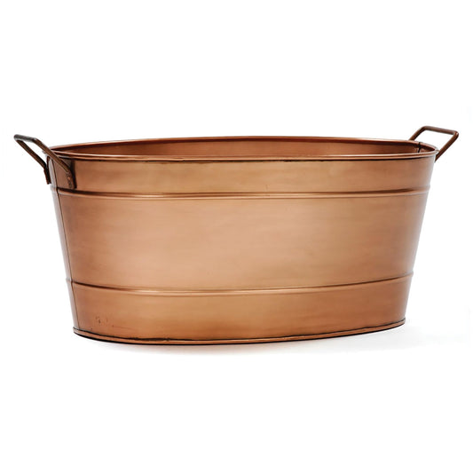 Copper Oval Tub - Galvanised Steel with Copper Plating - 53cm × 38cm × 23cm - Handmade