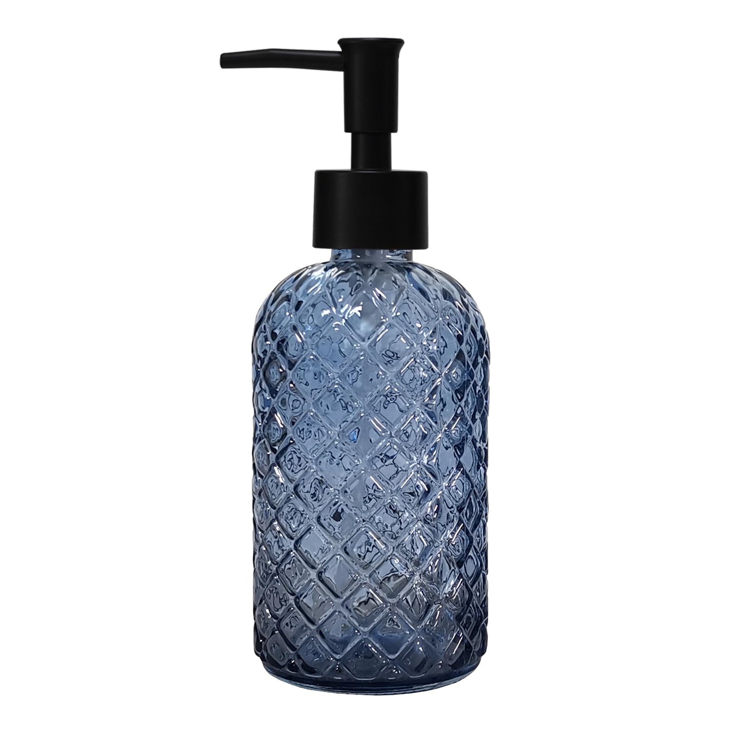 YYTSGG Blue Glass Soap Dispenser with Pump — 350ml Refillable Lotion & Hand Soap Bottle, Dark Blue