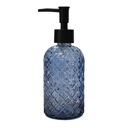 YYTSGG Blue Glass Soap Dispenser with Pump — 350ml Refillable Lotion & Hand Soap Bottle, Dark Blue