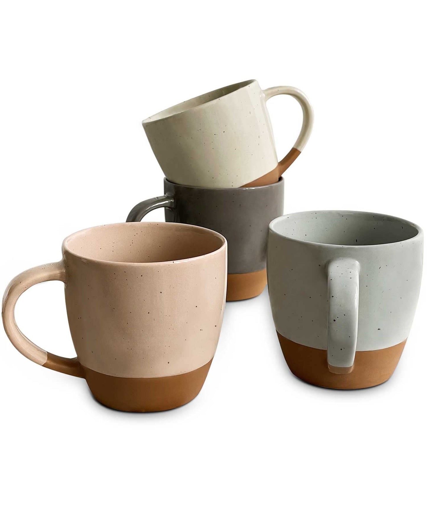 Mora Ceramic Large Latte Mug Set of 4 - Assorted Neutrals - 470ml