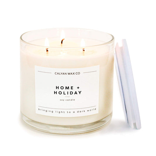 Calyan Wax Co. Home & Holiday 3-Wick Scented Candle - 422g - 43 Hour Burn - Luxury Soy Wax - Non-Toxic