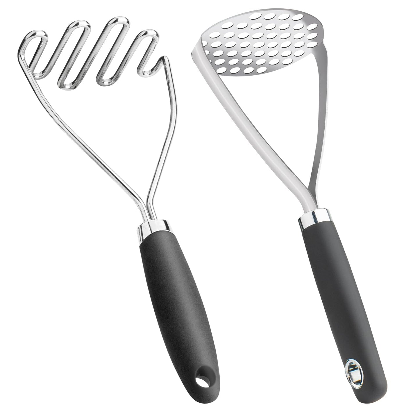 Qbily Potato Masher Set of 2 Pieces - Black - 26cm