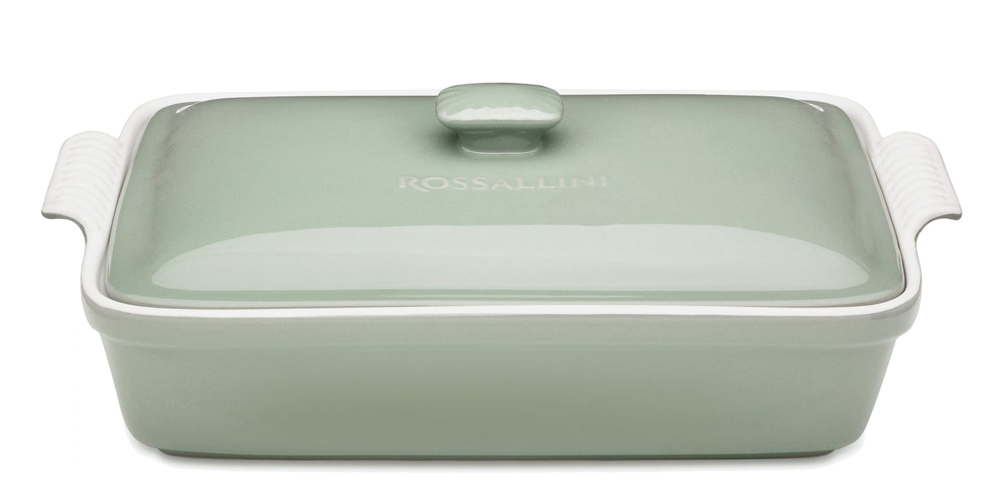 ROSSALLINI Stoneware Casserole Dish Bakeware Set with Lid - 4L - Sage Green