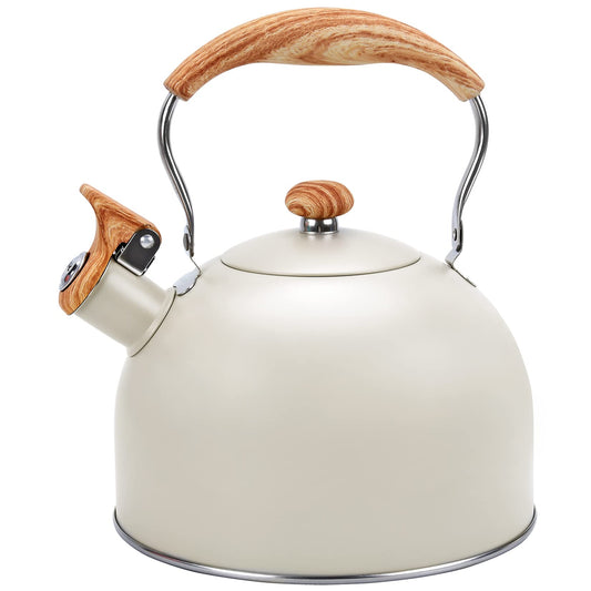 Foedo Tea Kettle Stovetop - Stainless Steel Whistling Kettle for Stove Top - Heat-Resistant Handle