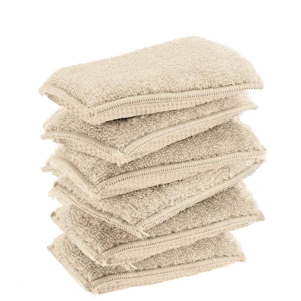 KMAKII Bamboo Kitchen Sponges - 9cm × 13cm - 6 Pack - Natural Cleaning