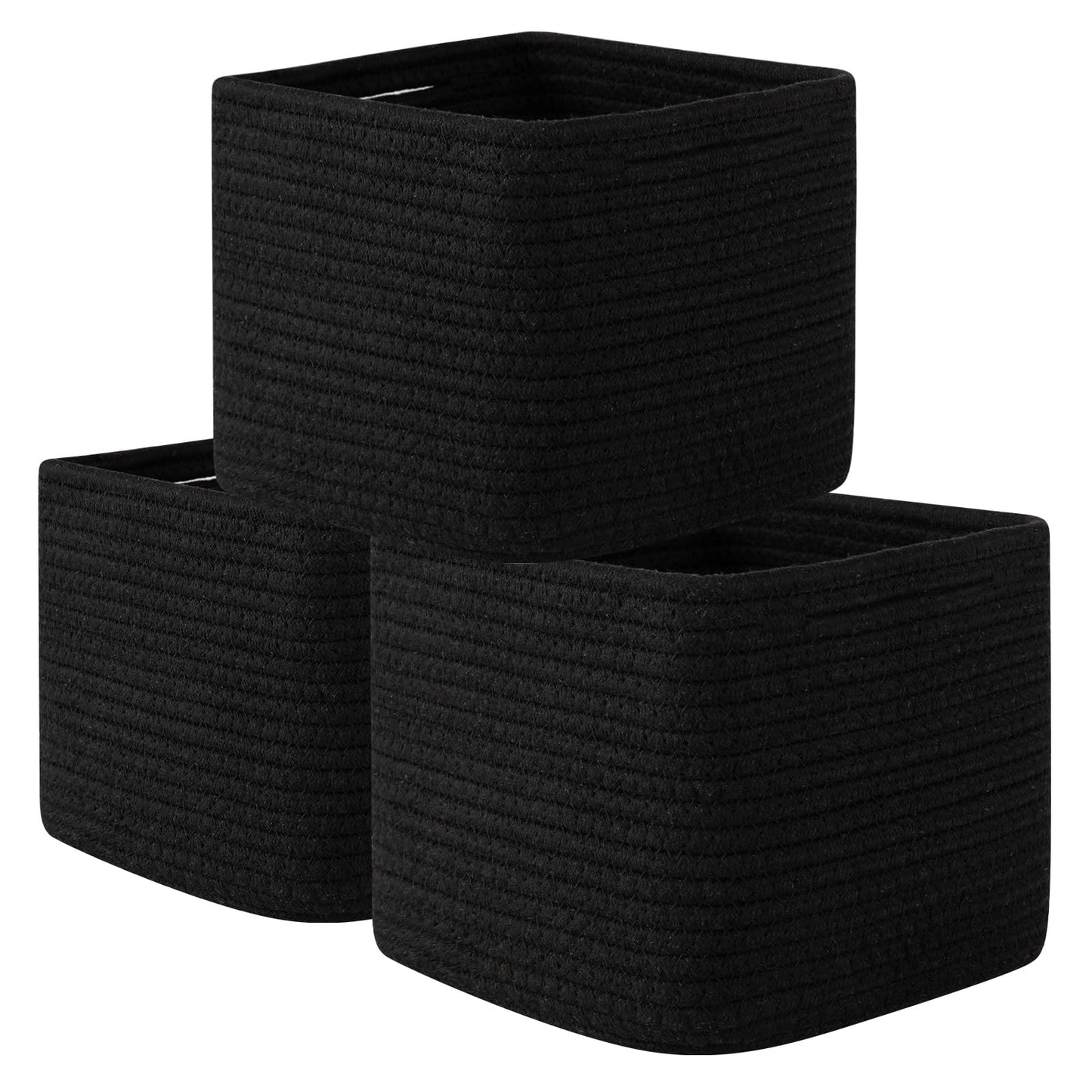 OIAHOMY Storage Cubes - 3 Pack - 23 cm x 23 cm x 18 cm - Cotton Rope Woven Baskets for Shelves