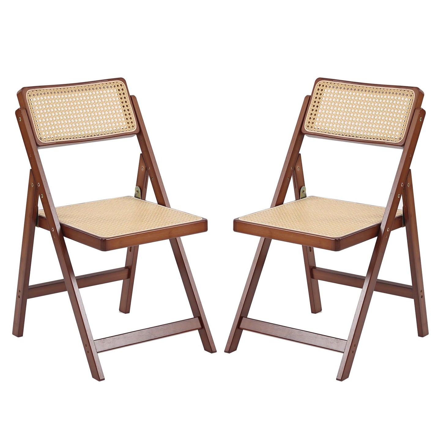 Tiita Rattan Folding Dining Chairs Set of 2 - Walnut