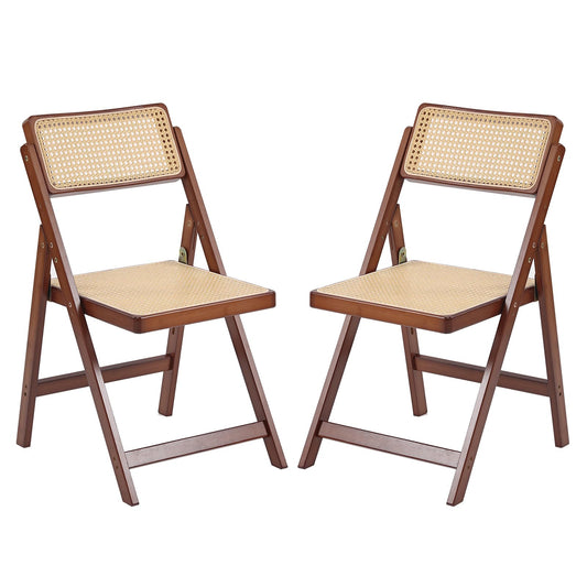 Tiita Rattan Folding Dining Chairs Set of 2 - Walnut