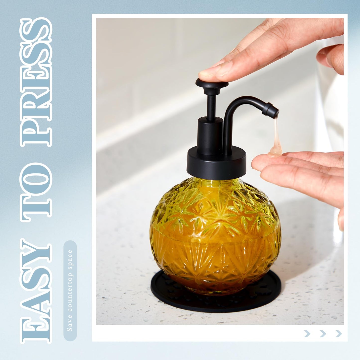 Tioncy 2-Pack Vintage Green Glass Soap Dispenser — Farmhouse Bathroom Pump, 240ml