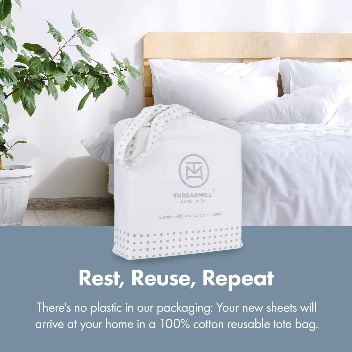 Threadmill 100% Cotton Sheets for Queen Size Bed - 600 Thread Count Queen Bed Sheets Set with 16” Deep Pocket - Sateen Weave 4-Piece Bedding Set with Cooling Effect, White