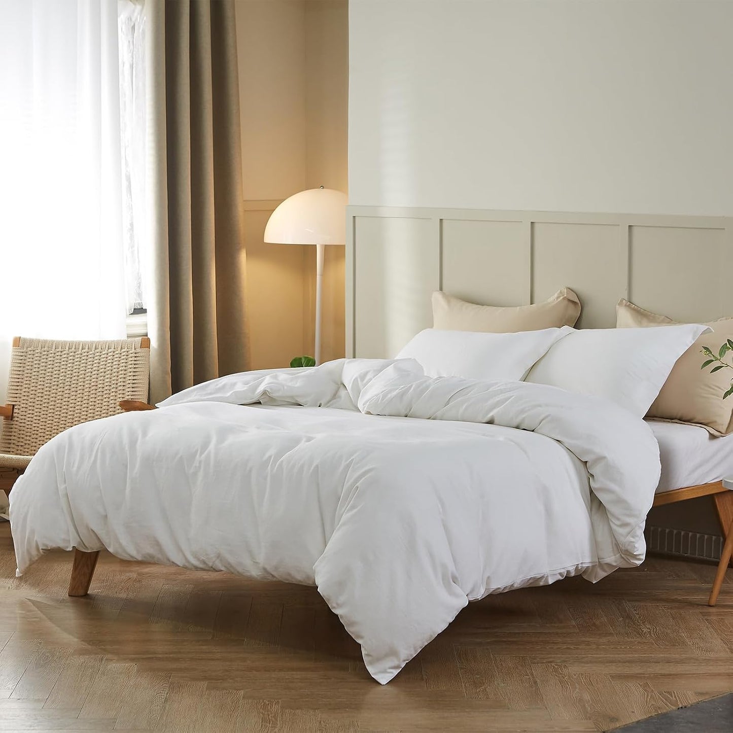 Simple&Opulence Linen Duvet Cover Double,Natural Linen Cotton Duvet Cover with Pillowcase,Duble Size Bedding Set,Soft Warm Breathable Bed Quilt Cover with Button Closure,200x200cm,Navy Blue