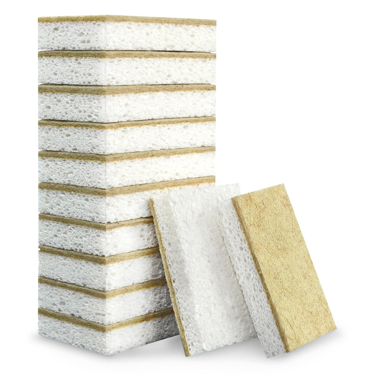 SmilePowo Natural Kitchen Sponge - 12 Pack - Compostable Cellulose & Coconut