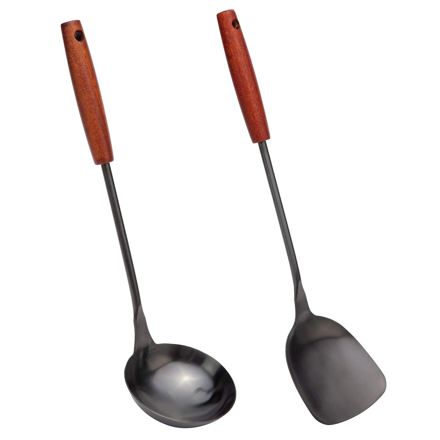 FJNATINH Spatula & Ladle Wok Tool Set - 36cm-38cm Wok Utensils - Stainless Steel