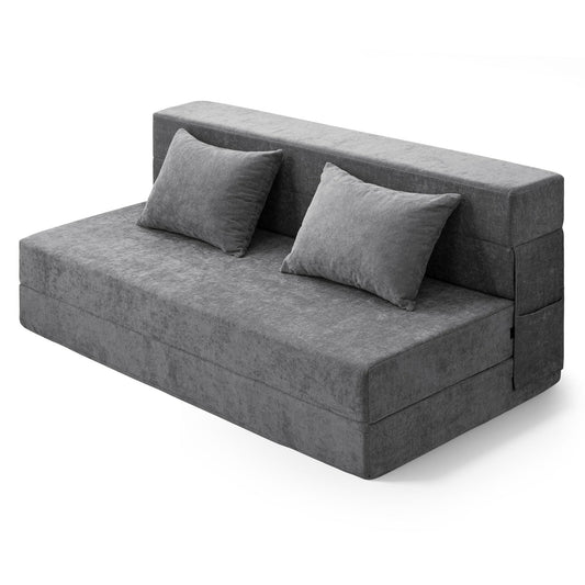 HOMFINE Folding Sofa Bed - Convertible Sleeper Chair - Queen - Grey